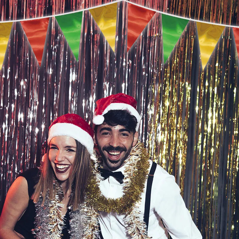 Зеркальное украшение для рождественской вечеринки красочный новогодний флаг