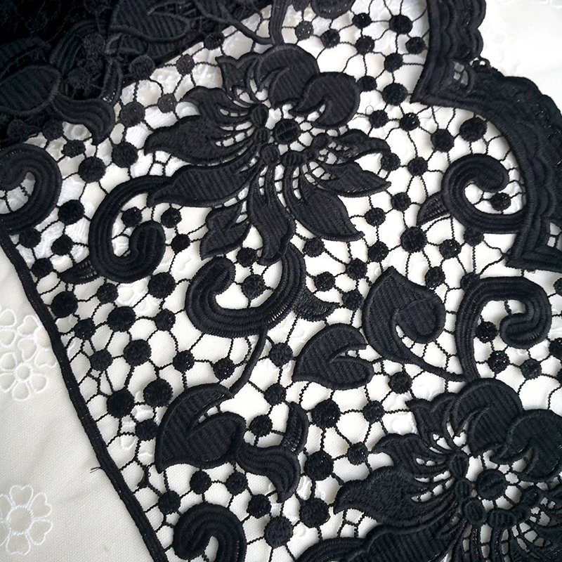 

1 ярд, 27 см, черная Водорастворимая вышитая кружевная ткань, украшение одежды ручной работы, «сделай сам», одежда, рукоделие, шитье, нижнее бе...