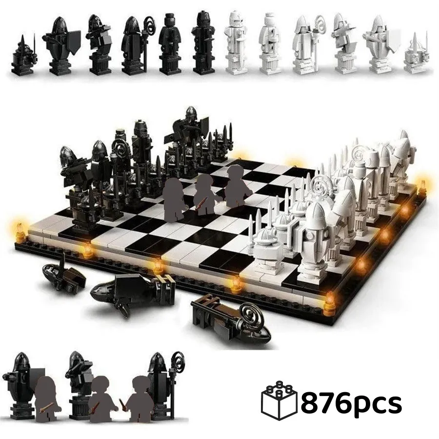 

New Film Wizard Chess Magic Final Challenge Interactive Game Building Blocks MOC 76392 Knight Role Play Bricks Toys Kid Gifts