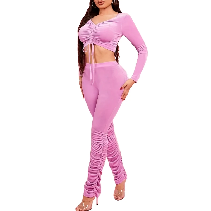 

Летний модный однотонный комплект из двух предметов, Женская Повседневная футболка с коротким рукавом и брюки-карандаш, костюм из двух предметов, женские спортивные костюмы