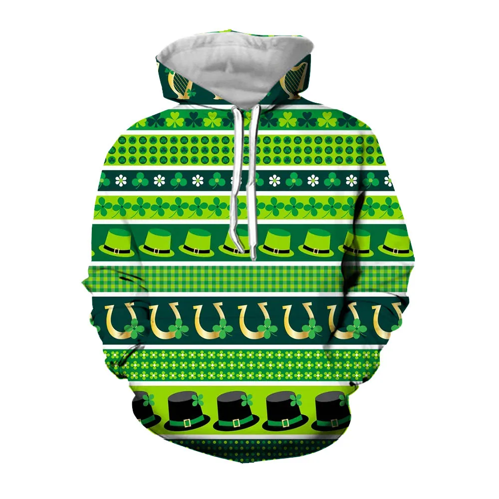 

Jumeast 3D Saint Patricks Day Printed Men Hoodies Hat Shamrock Graphic Hoodie Streetwear Casual Baggy Aesthetic Hooded Clothing