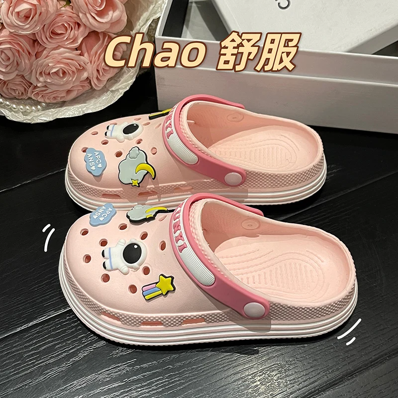 

New Women Croc Slippers Children Mules Clogs Summer Garden Shoes Family High Heel Beach Sandals Cave Hole Flip Flop for Lovers