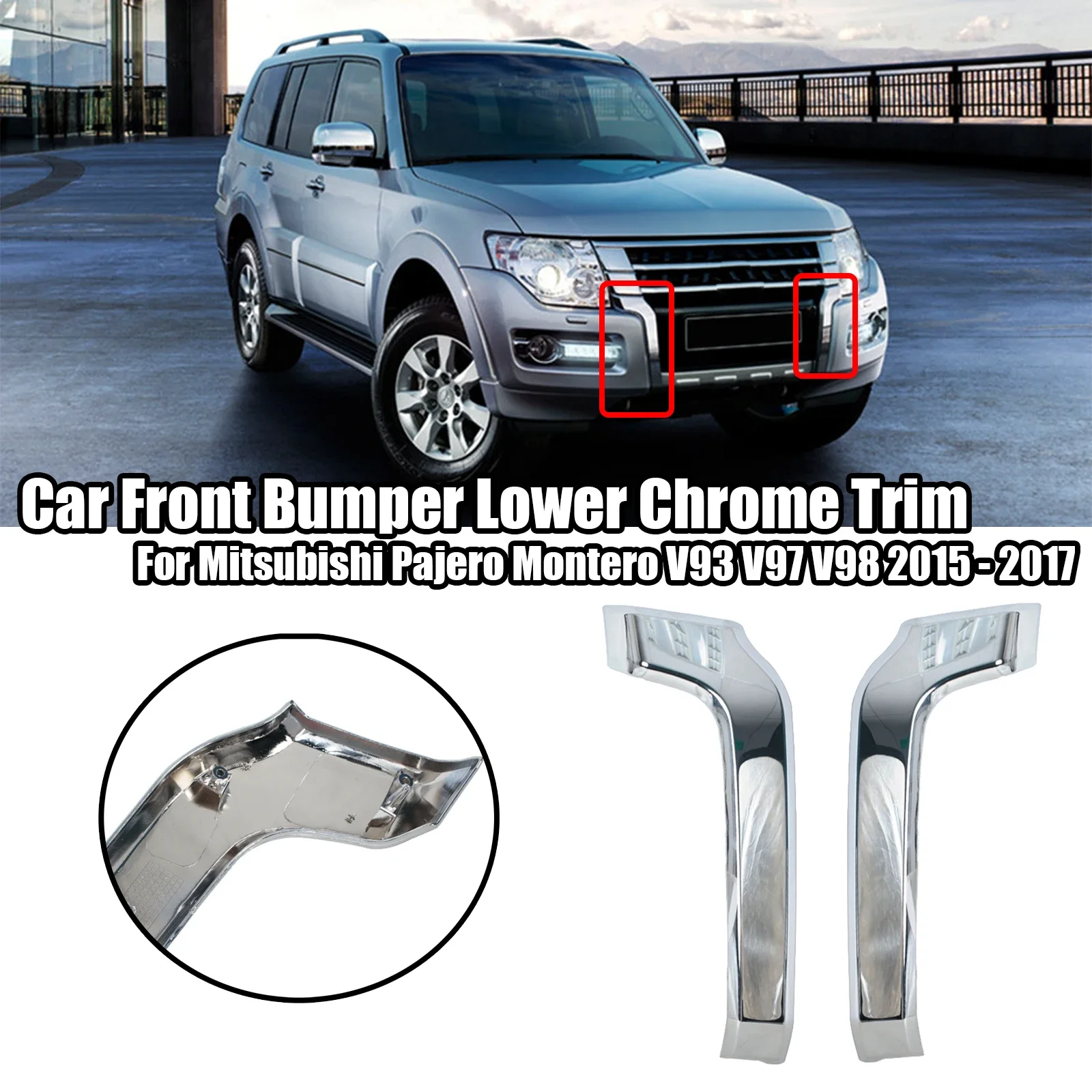 Передний бампер автомобиля нижняя хромированная накладка для Mitsubishi Pajero Montero V93 V97