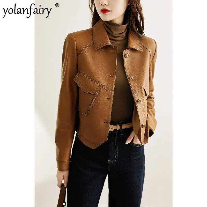 

2022 New Winter Eco-leather Coats for Women Sheepskin Coat Slim Fit Real Leather Jacket Women's Clothing Roupas Femininas FCY