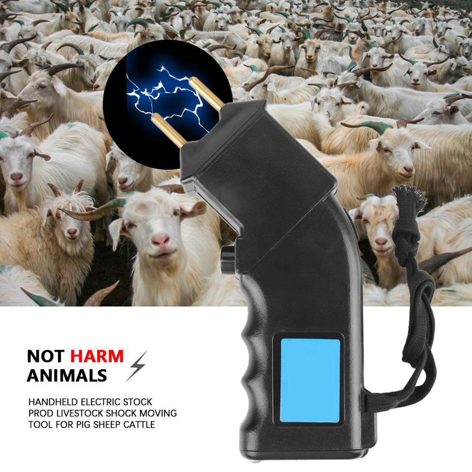 

Areyourshop 1Pcs 4000V Electric Cattle Prod Prodder Shock Handheld Cow Livestock Stock Tool
