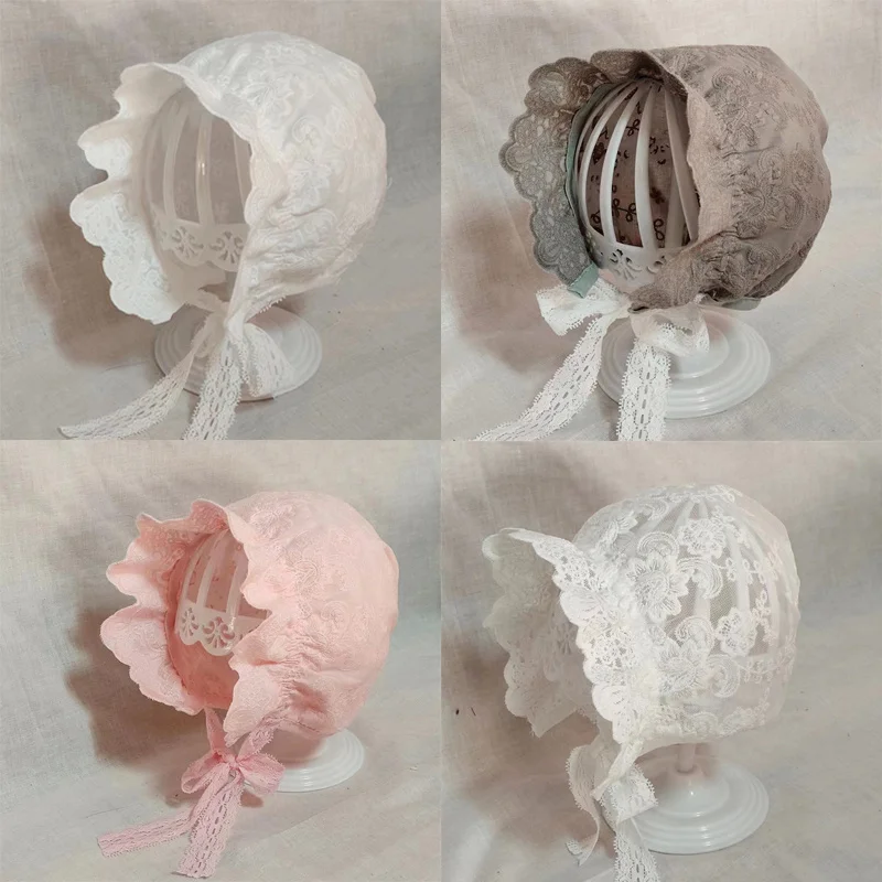 

Lace Embroidery Baby Girl Bonnet Hat Summer Breathable Mesh Kids Cap for Newborn Infant Princess Adjustable Beanie Hats
