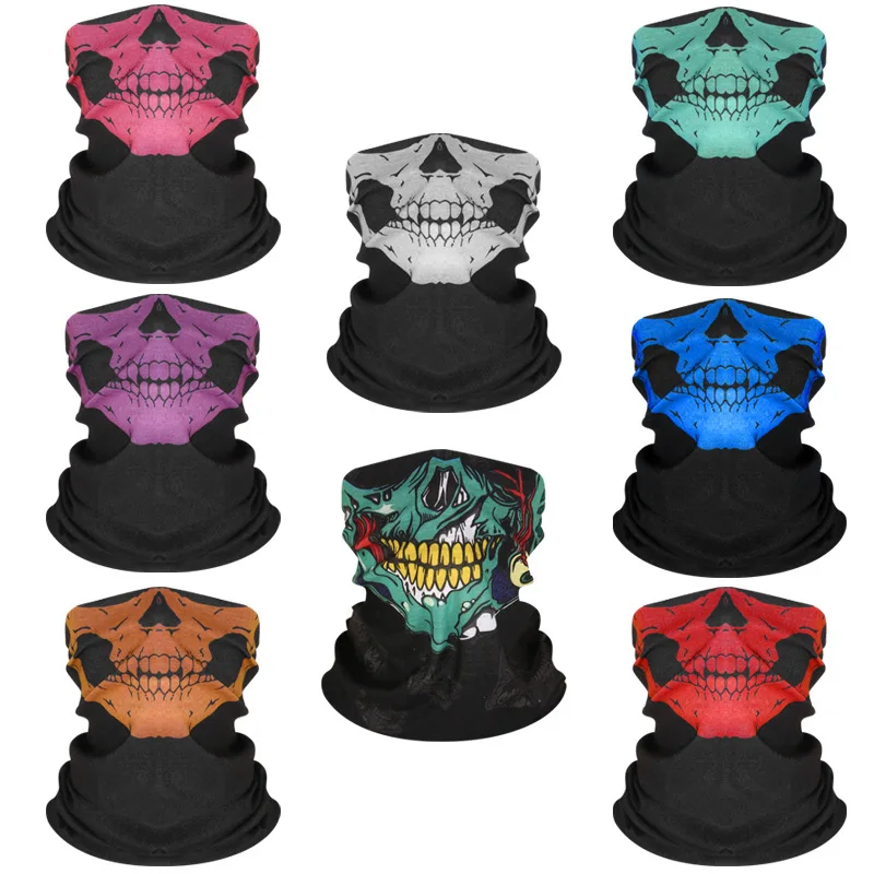 

2022 Cycling Outdoor Skull Seamless Balaclava Men Women Sun Protection Bandana Neck Gaiters Riding Camping Scarf