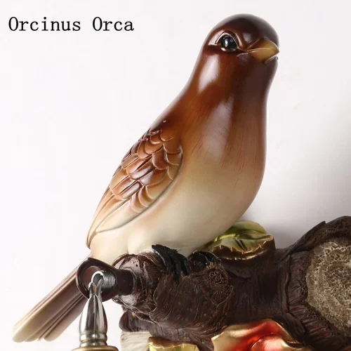 Новый китайский стиль ретро птица смола настенный светильник гостиная коридор