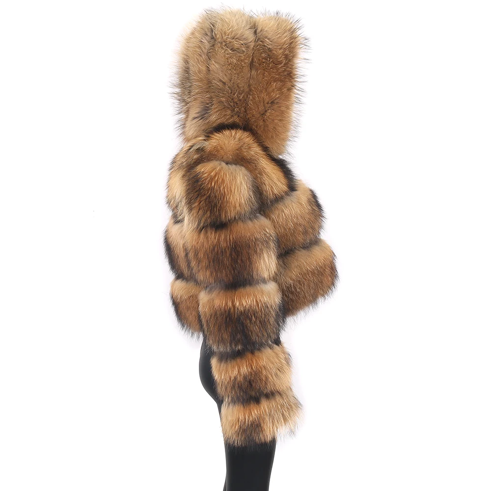 Женская Шуба из натурального меха енота FURYOUME шуба верхняя одежда с круглым