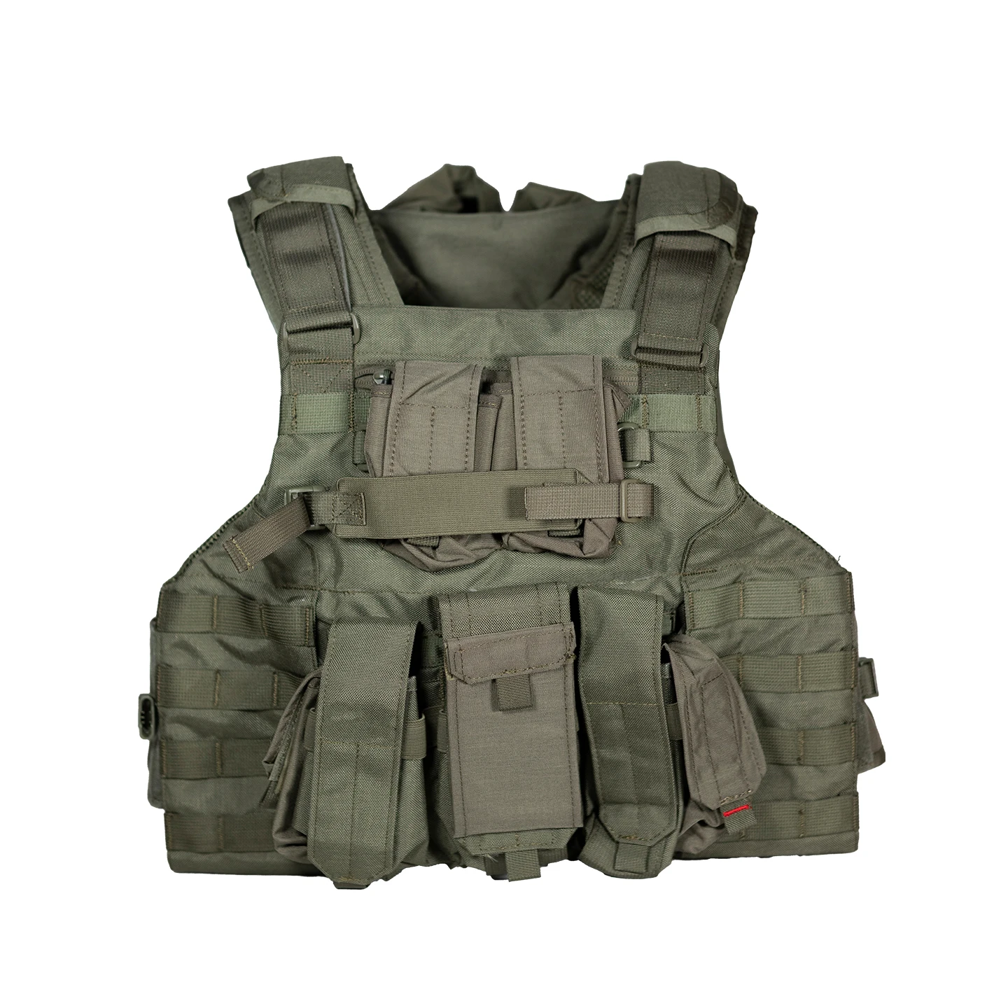 Фото Тактический жилет Ranger Green из нейлона 1000D с системой MOLLE для охоты, страйкбола и тренировок, с предустановленными подсумками и карманом для гидратора №1