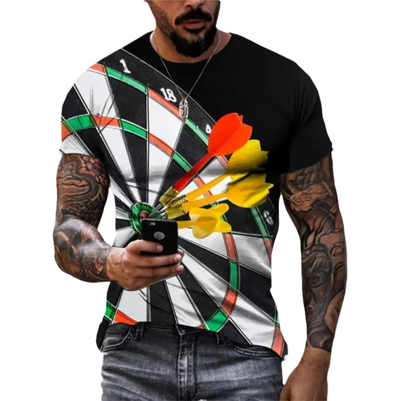 

Summer Fashion New Darts graphic t shirts Trend Men Casual 3D Print Novel Interesting Pattern Tees Round Neck Short Sleeve Tops