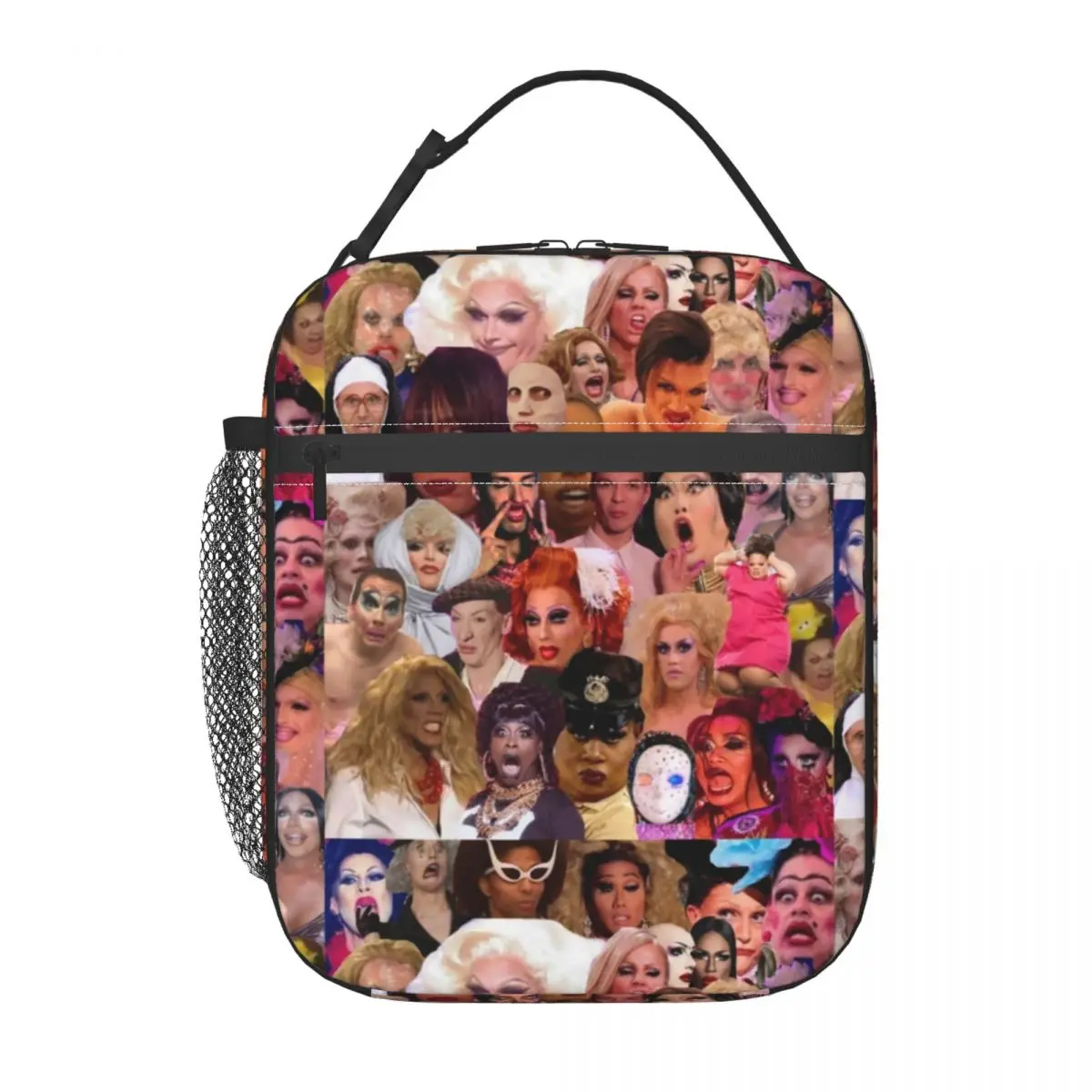 

Drag Queen Lunch Bag with Handle Funny Memes Print School Mesh Pocket Cooler Bag Clutch Pearl Cotton Reusable Thermal Bag