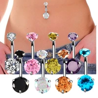 2021 round zircon crystal belly button rings for women nombril ombligo navel ring surgical steel barbel body piercing jewelry