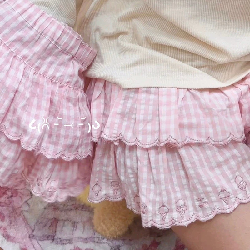 Kawaii клетчатая юбка женская Y2K милая трапециевидной формы с высокой талией и