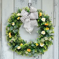 front door wreath beautiful handcrafted design easter decorations durable artificial green leaf wreaths with bowknot home decor