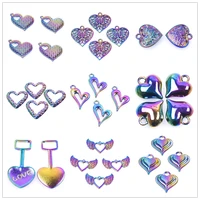 10pcs rainbow heart charm pendant for jewelry making supplies love hearts charm diy necklace earrings material gift accessories