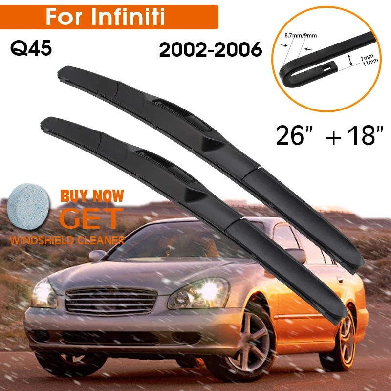 

Автомобильный стеклоочиститель для Infiniti Q45 2002-2006 лобовое стекло резиновый силиконовый запасной передний стеклоочиститель 26 "+ 18" LHD RHD автомобильные аксессуары