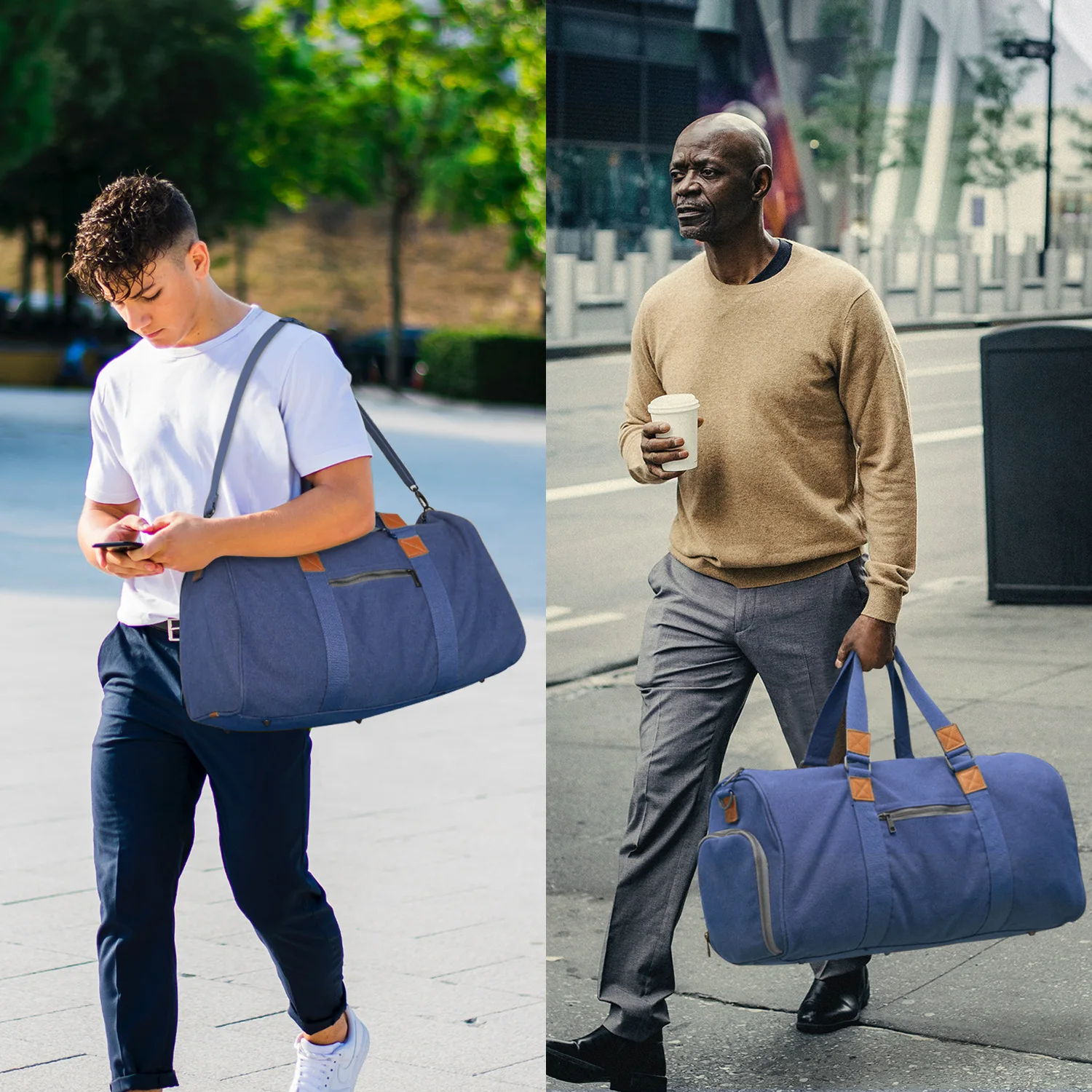 

2022 New Canvas Fitness Bag Men's Travel Bag One-Shoulder Oblique Training Yoga Bag Women's Large-Capacity Luggage Bag With Shoe