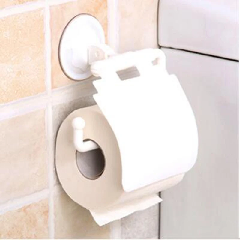 

1Pcs Wall Mounted Suction Cup Toilet Tissue Holder Rack Roll Papers Stand Storage Dispensers with Cover Bathroom Supplies