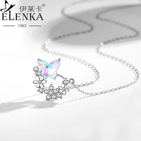 bow knot sterling silver 925 necklace women new fashion design light luxury flower pistil clavicle chain dream moonstone pendant