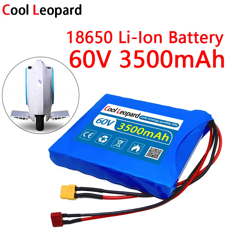 

60V 3.5Ah 16S1P 18650 Lithium Battery Pack 60V 3500mAh Rechargeable Battery For Self-Balancing Scooters And Electric Unicycles