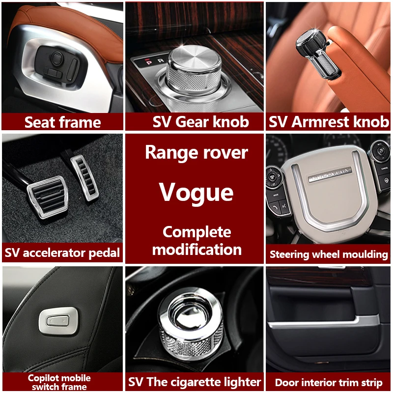 

Alloy Car gear head cover knob shift sticker decorative trim for range rover Vogue L405 sv upgrade Interior Accessories