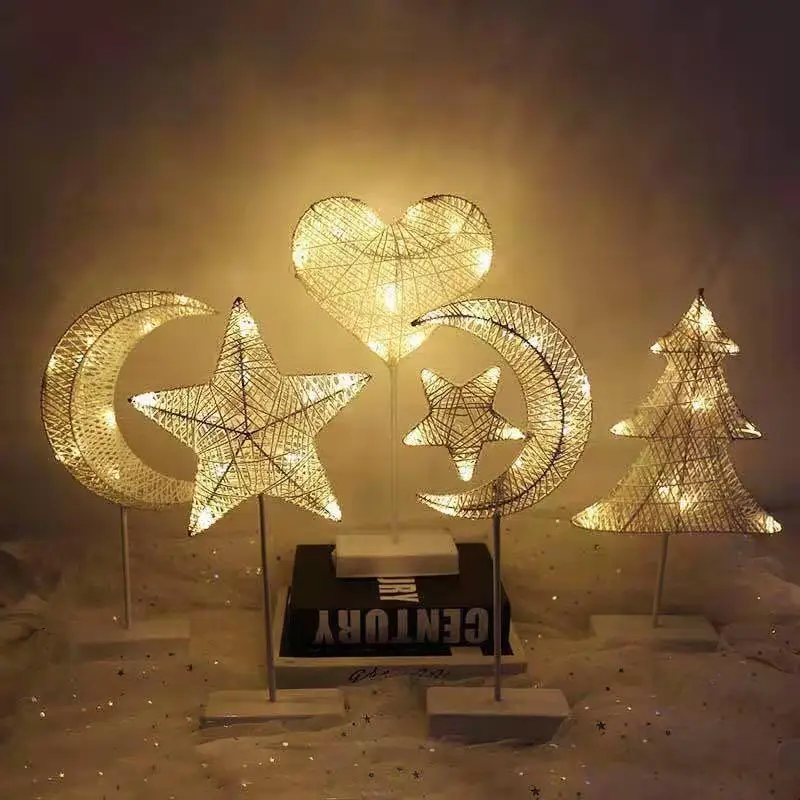 ИД Мубарак светодиодный ротанговый Луна Звезда украшение Рамадан декоративное