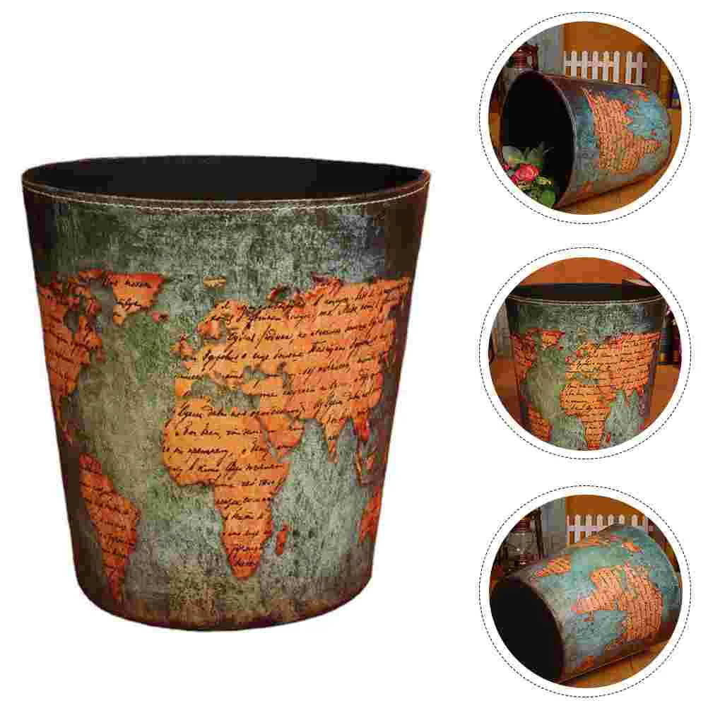 

Trash Can Waste Bin Garbage Basket Container Kitchen Paperstorage Wastebasket Retro Round Bucket Cans Bathroom Office Vintage