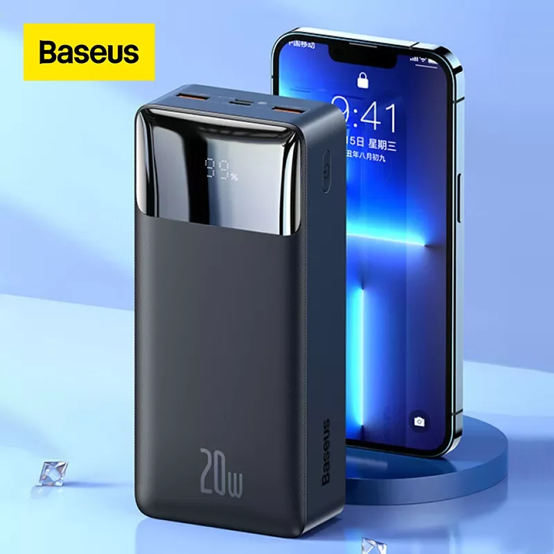 NEW Baseus Power Bank 30000mAh with 20W PD Fast Charging Powerbank Portable External Battery Charger For iPhone 12 Pro Xiaomi Hu
