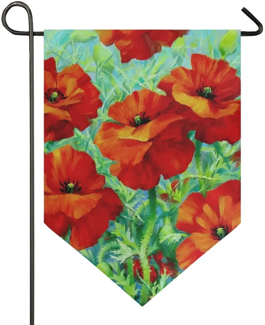 

Flowering Poppies The Summer Oil On Canvas_693 Garden Flag Double Sided Welcome Outdoor Flag House Yard Flags Garden Decor for O