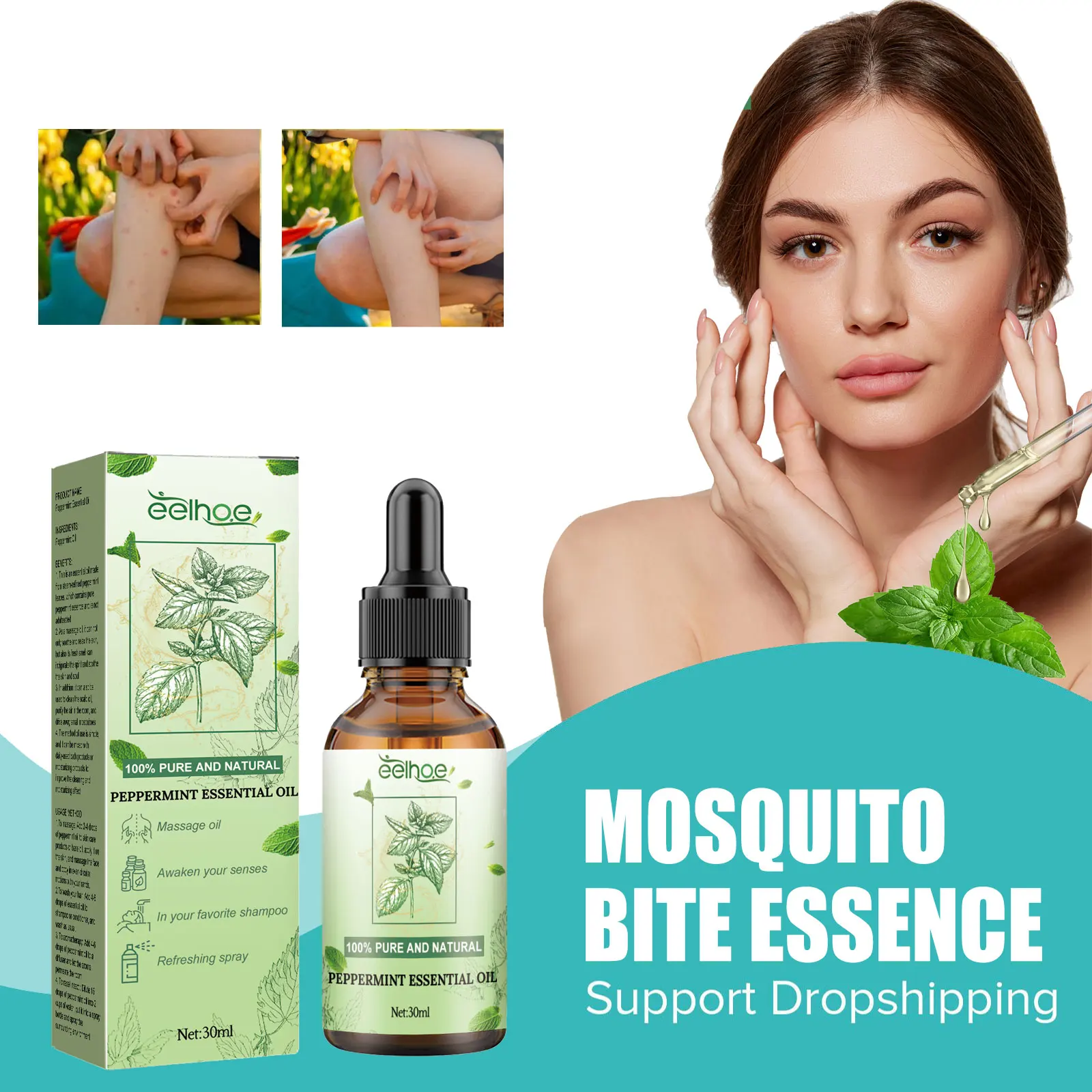

Body Massage Oil Relieve Itching Muscles Pain Relax Refreshing Repel Mosquitoes Diffusers Aromatherapy Peppermint Essential Oil