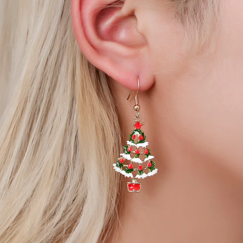 

New In Christmas Party Jewelry Gift For Women Girl Creative Elk Snowflake Tree Earring Christmas Snowman Bells Dangle Earrings