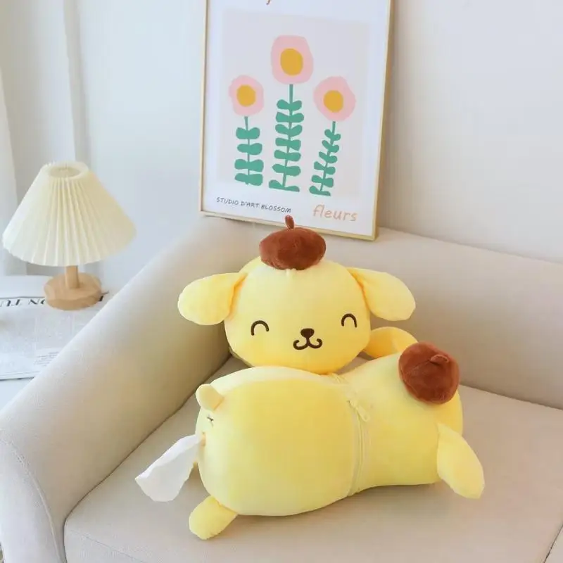 

Cute Kawaii Sanrios Pompompurins Plush Toy Sofa Cushion Pillow Soft Tissue Cartoon Tissue Storage Box Plush Doll Household Gifts