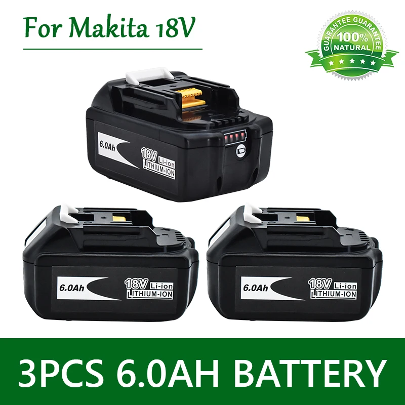 

18V6Ah Rechargeable Battery 6000mah Li-Ion Battery Replacement Power Battery for MAKITA BL1880 BL1860 BL1830battery+4A Charger