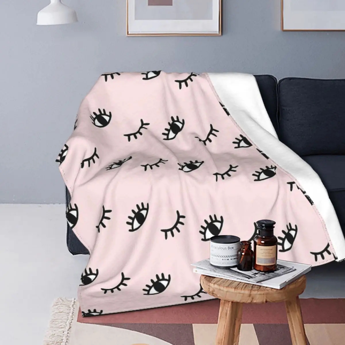 

Eyelash Blanket Flannel Winter Open And Closed Eyes Multifunction Lightweight Throw Blanket for Bedding Travel Rug Piece