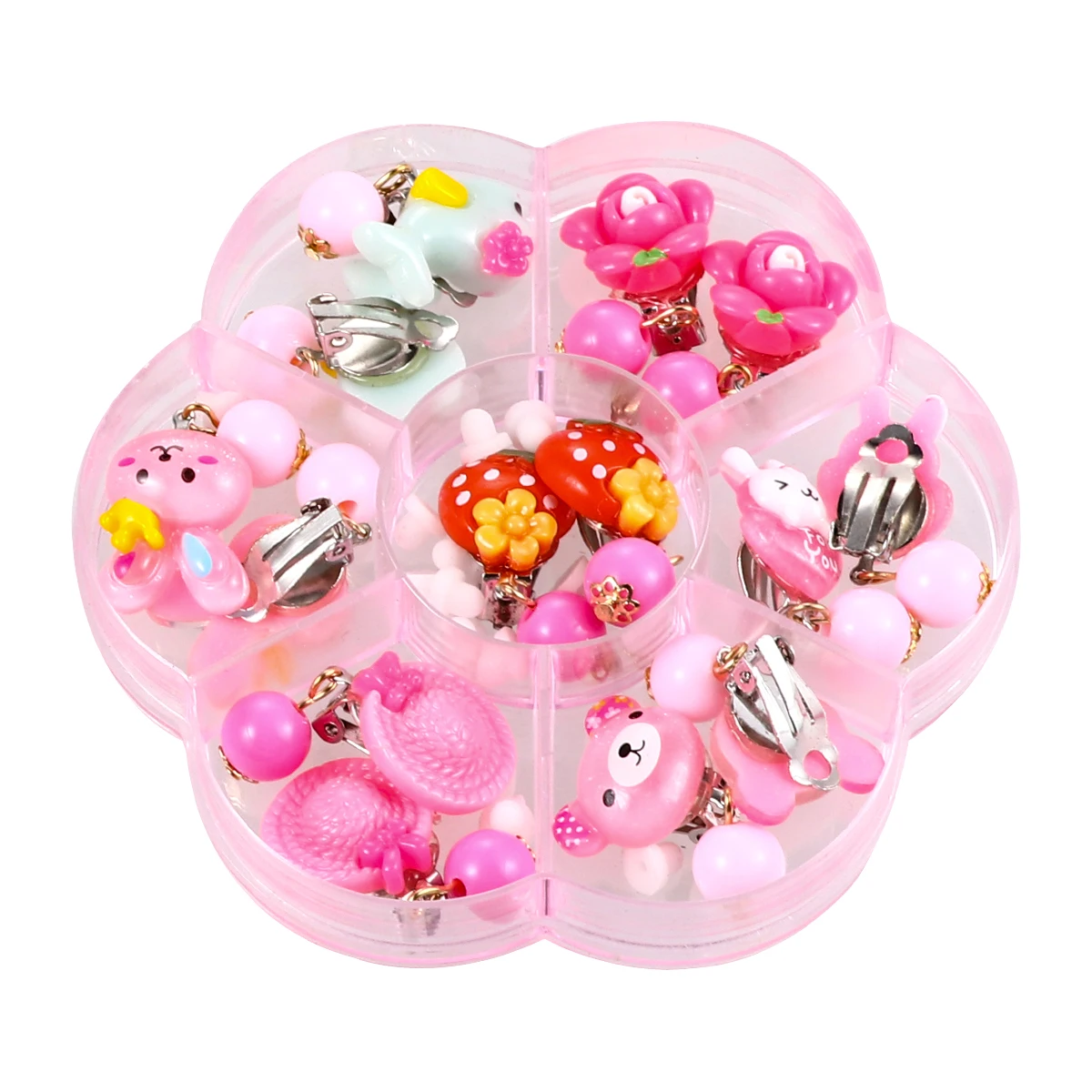 

2 Boxes Cartoon Kids Ear Clip Fake Ear Stud Earring Clip-On Earrings for Girls