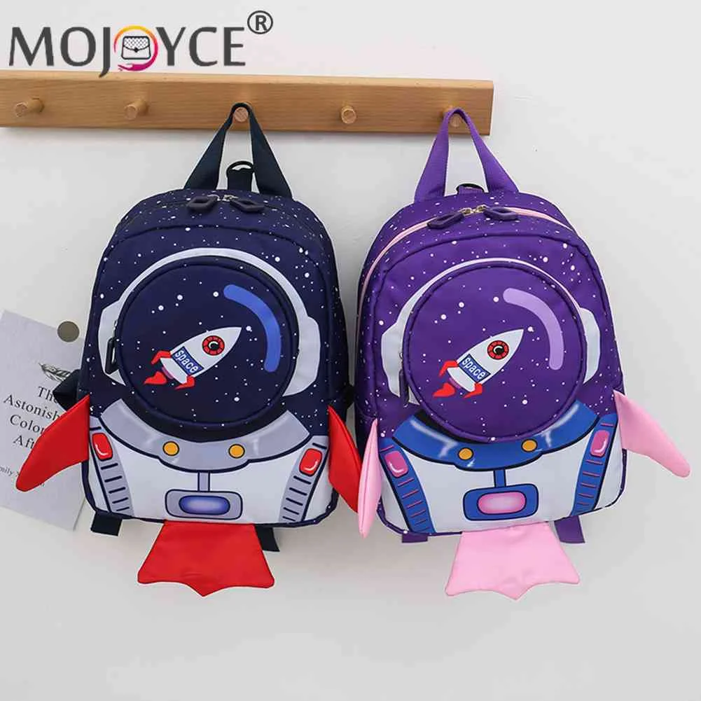 

Children Nylon Schoolbag Cartoon 3D Rocket Backpack for Kindergarten Kids Boy Girl Bagpack Rucksack with Anti-loss Traction Rope