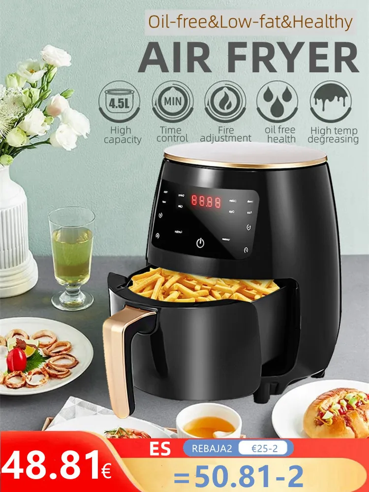 

ANYUFA 4.5L Air Fryer Wihout Oil Hot Air Electric Fryer Cooker with Touch Screen Home Round Deep Fryer Oil free Airfryer Chicken