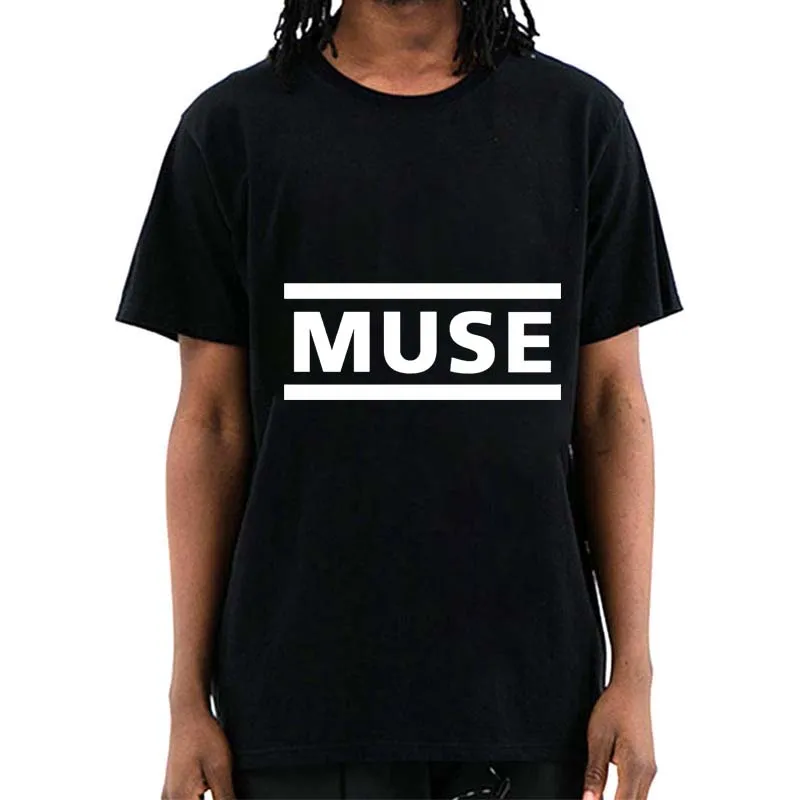 XIN YI Men's High Quality 100% cotton letter printed T-shirt muse Rock Band short-sleeved T-shirt O-neck hip hop male tops