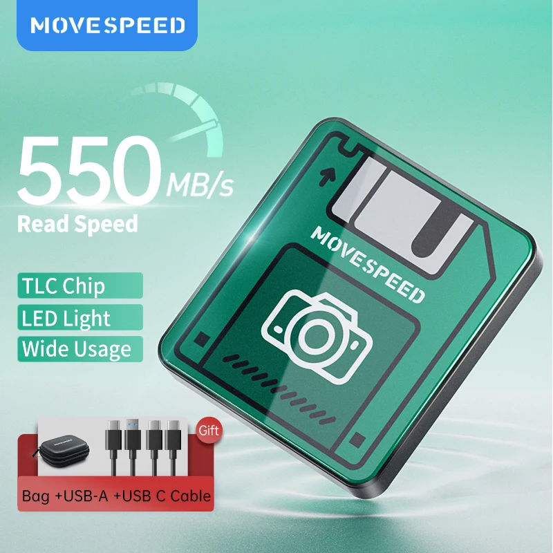 Портативный твердотельный накопитель MOVESPEED, USB 512 Type C портативный SSD ГБ Gen 2 Мб/с, внешний твердотельный накопитель SSD, жесткий диск для ноутбука, ПК, смарт-ТВ, 1 ТБ