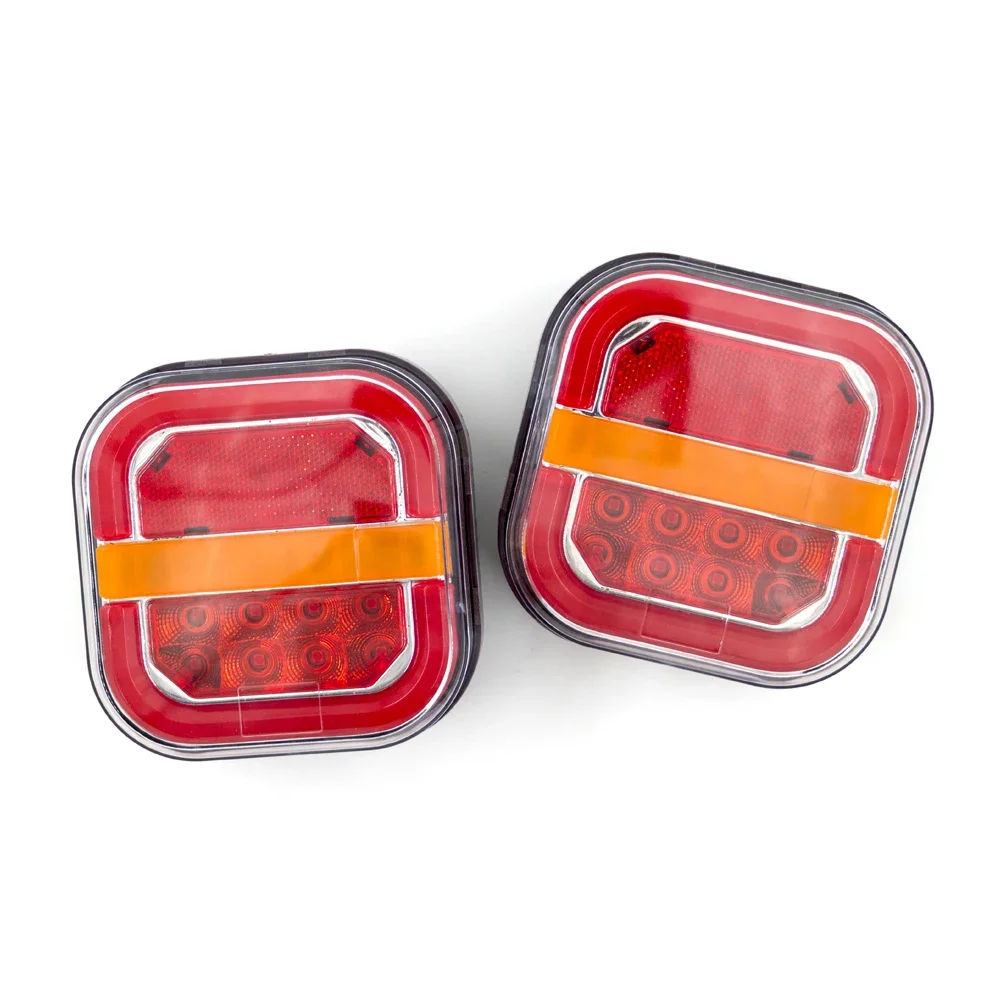 

2 шт. 12 В 24 В 4-дюймовый квадратный светодиодный задний фонарь прицепа, тормозной плавный указатель поворота, мигалка, лампа номерного знака для грузовика, пикапа, фургона, автобуса