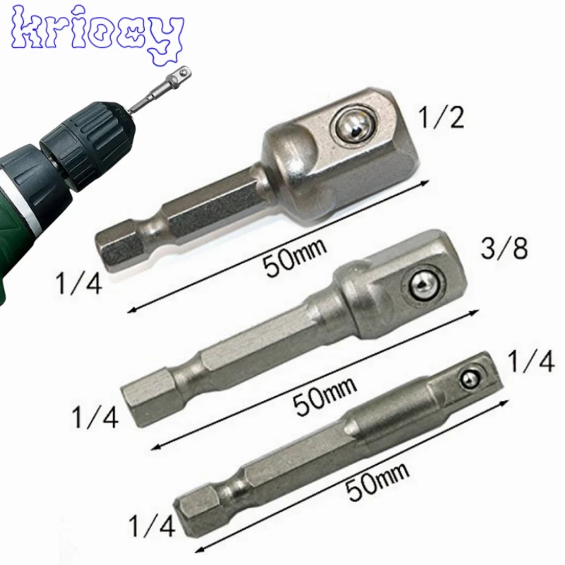 Chrome Vanadium Steel Socket Adapter Hex Shank to 1/4