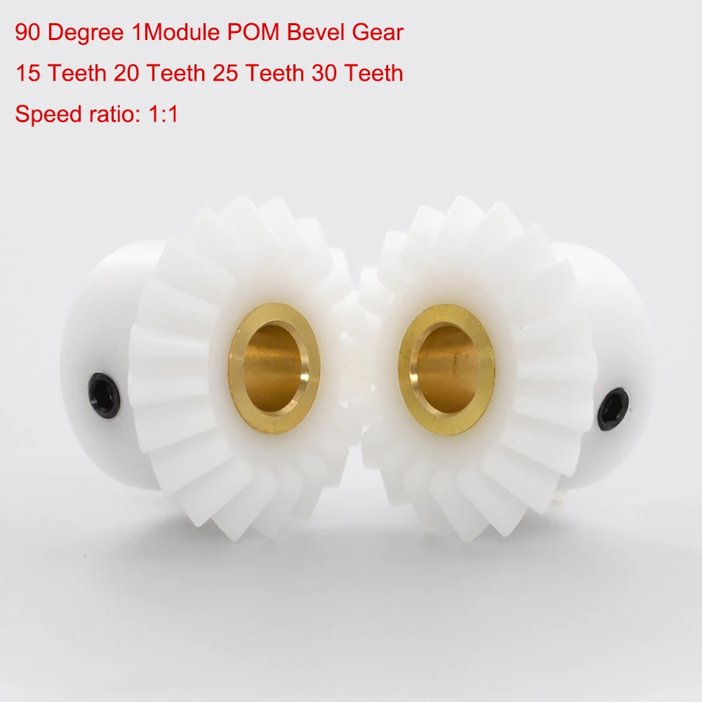 

1PCS 90 Degree 1Module White POM Bevel Gear Nylon 20 Teeth 25 Teeth 30 Teeth Meshing Angle Gear Bore 5/6/8/10/12mm