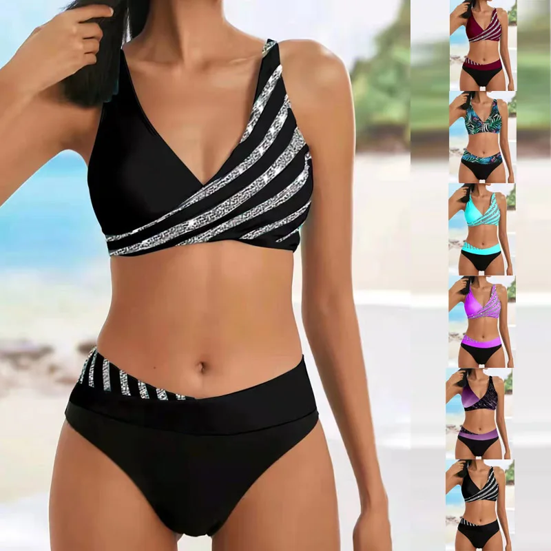 

Womens Swimming Suit Bikini Set Fantastic Women Striped Swimsuit Swimwear Beachwear Bathing Suit Two Pieces Bikinis S-5XL