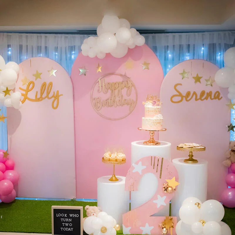 

Pink Arch Wall Covers Girl Birthday Party Decor Double-side Cover Balloons Arch Stand Frame Wedding Party Chiara Wall for Events
