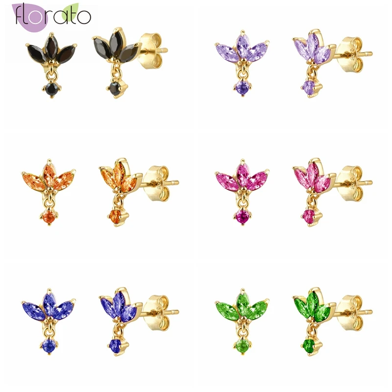 

925 Sterling Silver Ear Needle Star and Moon Stud Earring for Women Crown Crystal Piercing Earrings Party Jewelry Gifts