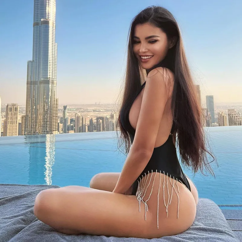 

Однотонный черный купальник с кисточками, женский сексуальный Монокини на шнуровке, купальник, новинка 2022, пляжные купальные костюмы для де...