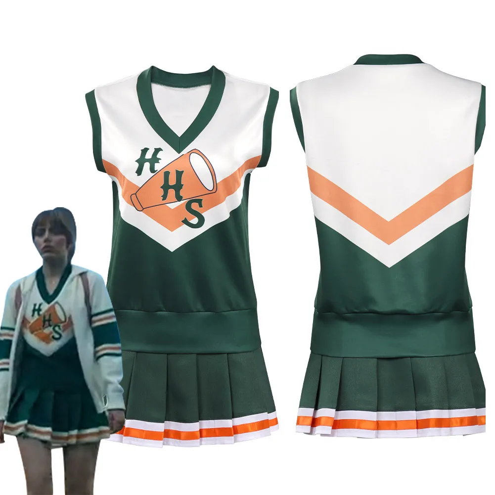 

Adult Kids Stranger Things Season 4 Hawkins High School Cheerleading Cosplay Costume Top Skirt Outfits Halloween Carnival Suit