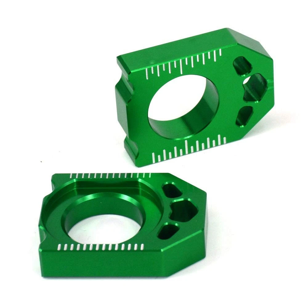 

Motorcycle CNC Green Axle Block Chain Adjuster for KAWASAKI KX125 250 03-08 KX250F KXF 250 04-16 KX450F KXF 450 06-16 KLX450R