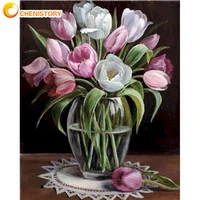 chenistory painting by numbers vase flower oil painting by numbers for adults kit paint by numbers canvas painting diy decor gif
